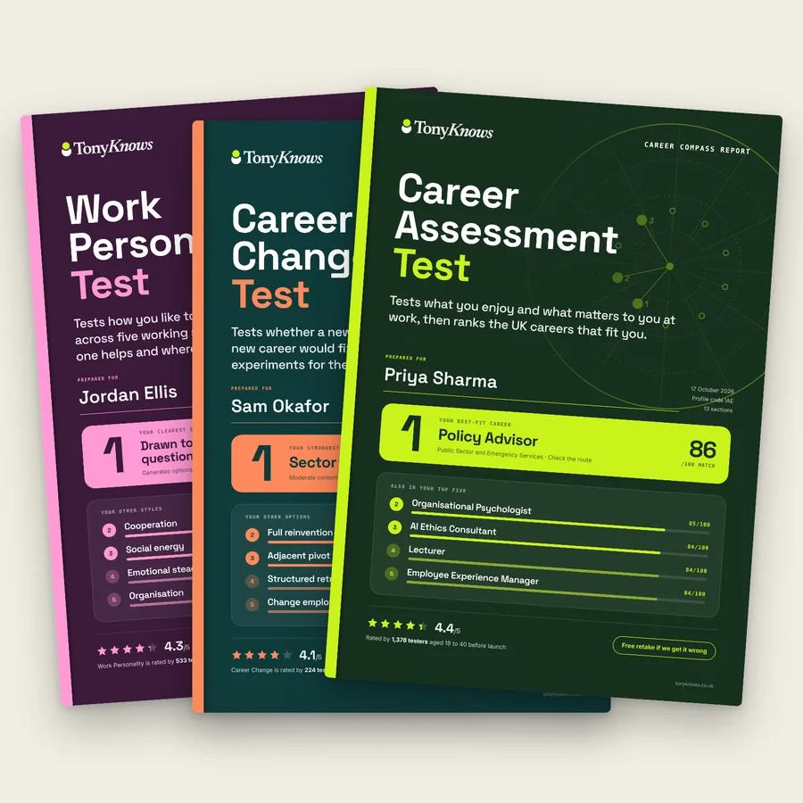 Any 3 Assessment Pack: three printed career assessment reports